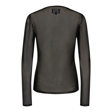 Liberté - Mesh Ls Sparkle T-Shirt - Black Gold Dot